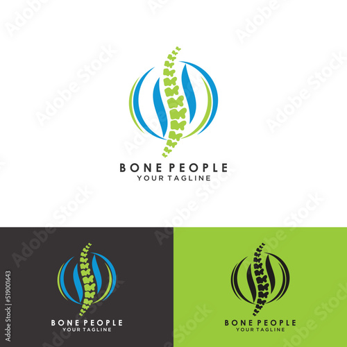 Chiropractic logo design template. Human spine symbol for medical logo.