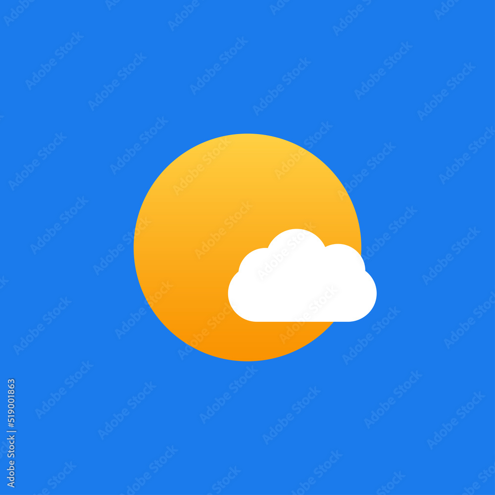 Weather icon. Sun, cloud on a blue sky background. Vector illustration. Weather icon. Sun, cloud on a blue sky background. Vector illustration.