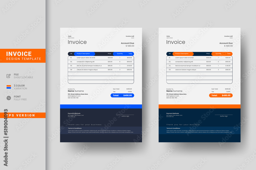 Obraz premium Professional and modern business invoice design