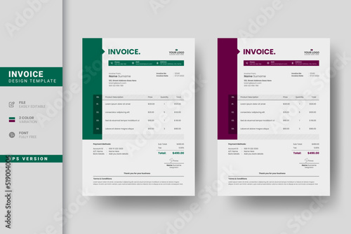 Creative and professional business invoice design photo