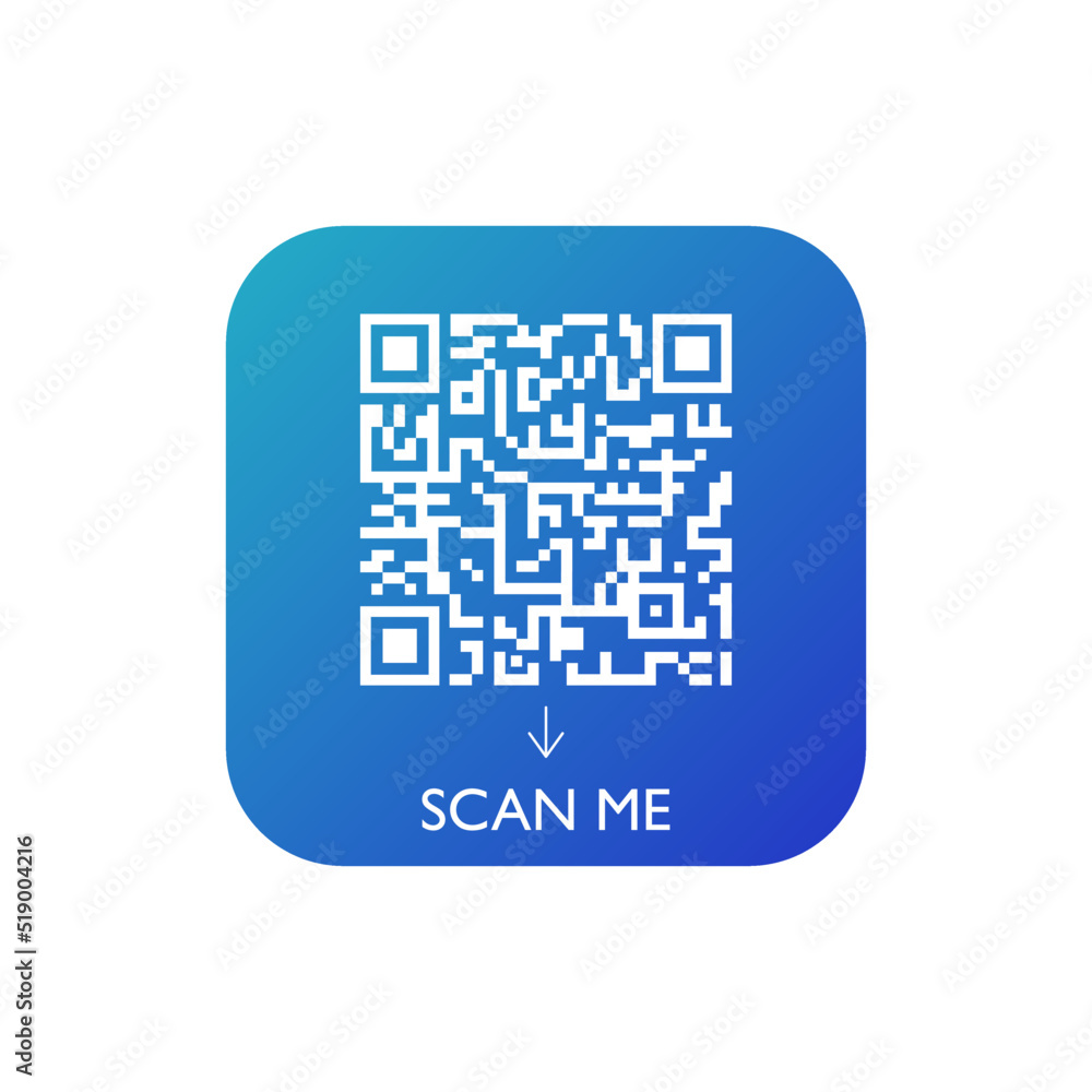 Qr code icon. Scanning Identification System. Scan Me. Name scan. Vector illustration. Qr code icon. Scanning Identification System. Scan Me. Name scan. Vector illustration.