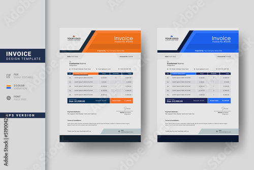 Flat minimal business invoice design template photo