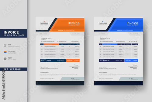 Flat minimal business invoice design template