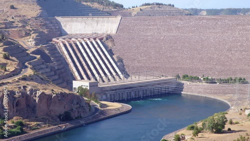 Ataturk Dam, hydroelectric power plant and water reservoir on Euphrates river in Sanliurfa province, Turkiye photo