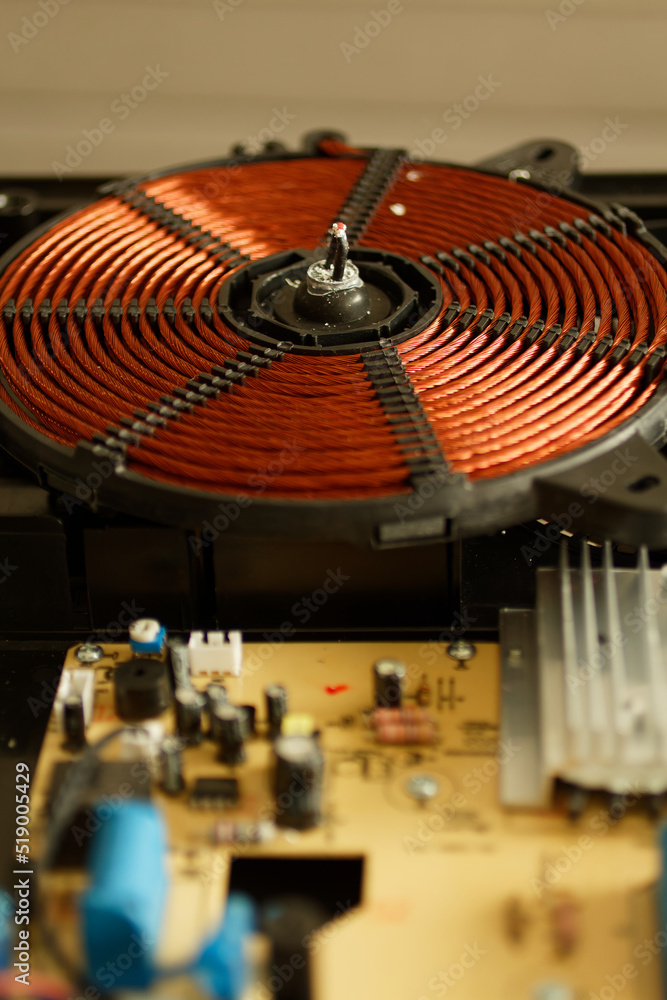 spiral of an induction cooker. Parts for induction