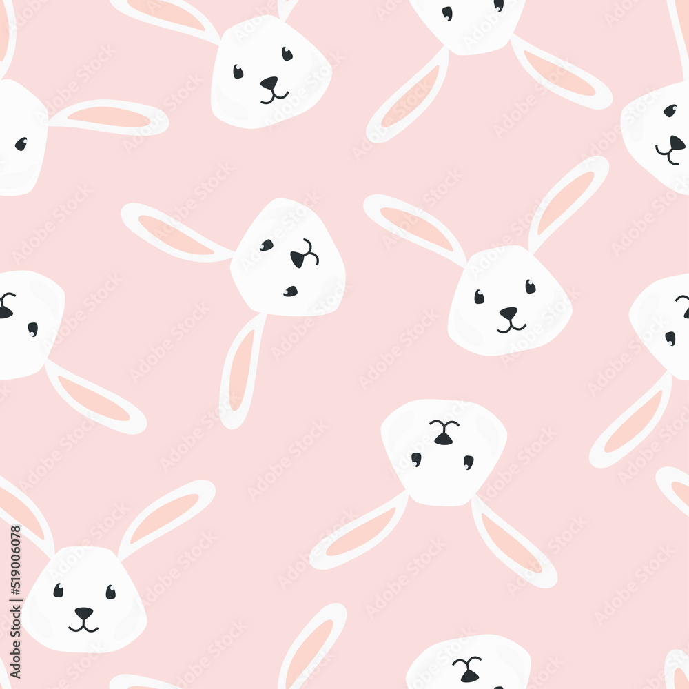 Easter bunny pattern in cute style. Funny cartoon character. Vector illustration 10 eps