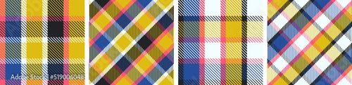 Plaid seamless vector pattern set.