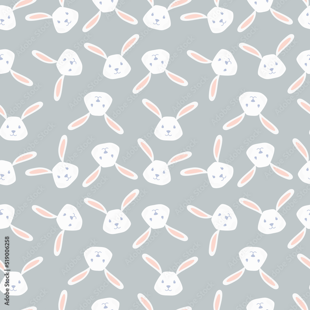 Vector easter bunny seamless pattern in color cute style. Funny cartoon character. Vector illustration 10 eps