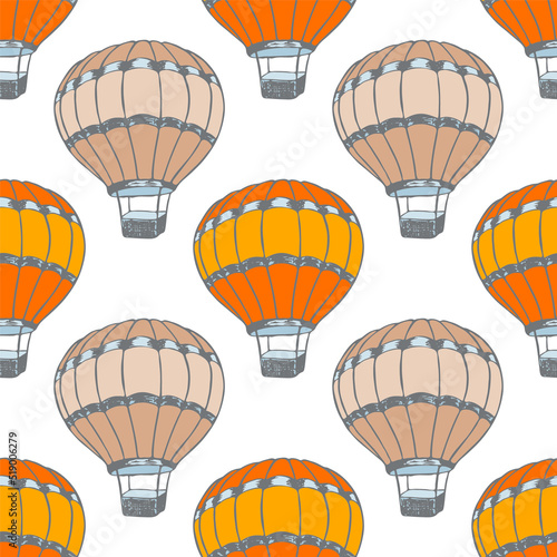Cartoon hot air balloons  illustration vector seamless patter.