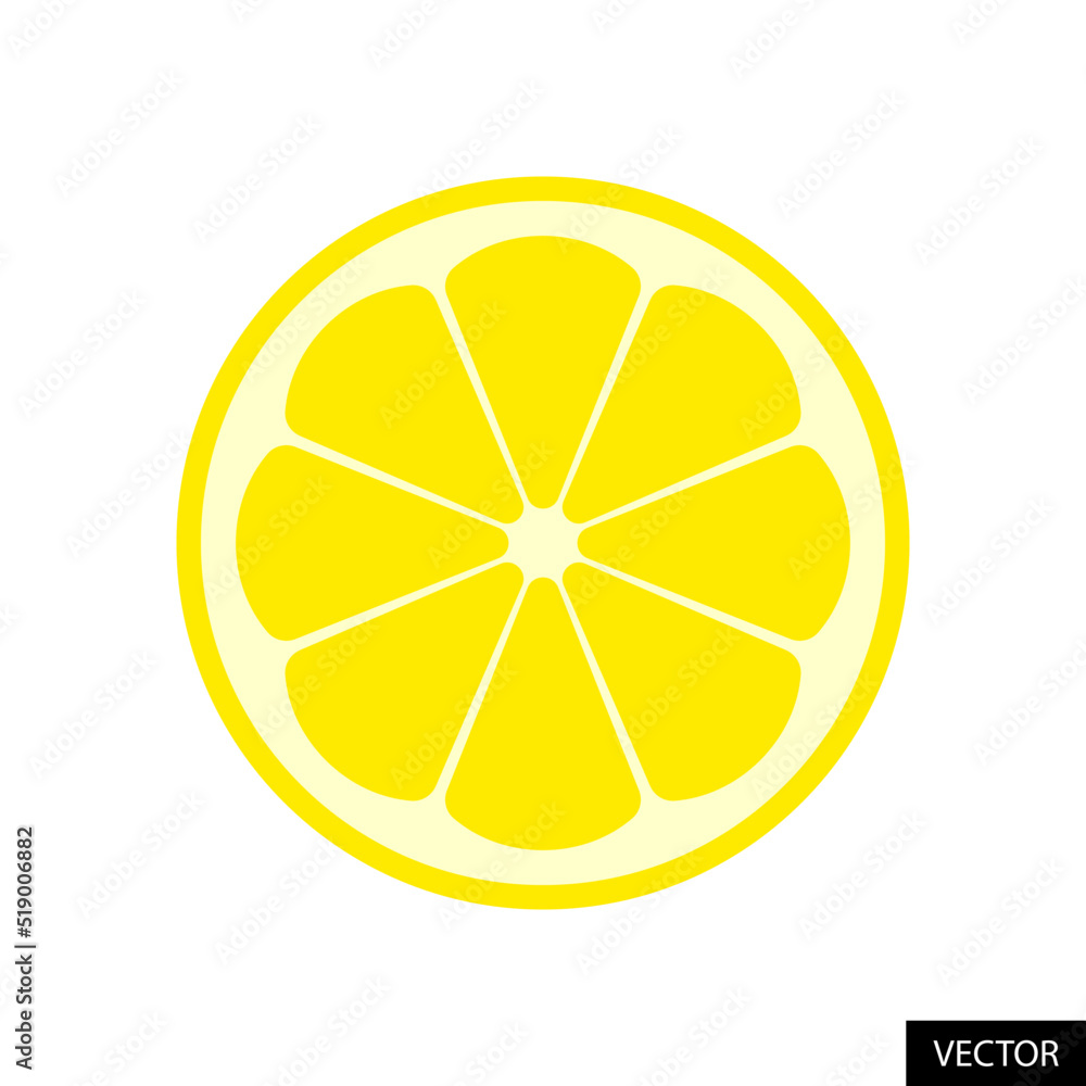 Half-cut lemon vector icon in flat style design for website design, app, UI, isolated on white background. Vector illustration. Half-cut lemon vector icon in flat style design for website design, app, UI, isolated on white background. Vector illustration.