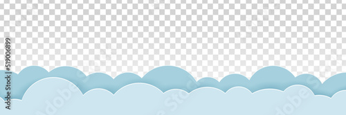 Vector realistic isolated paper cloud border for decoration and covering on the transparent background.