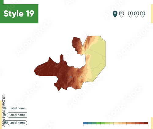 Salta, Argentina - high detailed physical map. Vector map. Dem map.