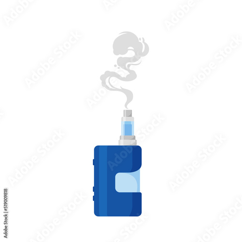 Vape Pen Isolated On White Background. Hipster Equipment For Smoking. Electronic Cigarette With Smoke Cloud,Vaporizer