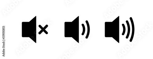 Vector speaker icon set for communication symbol flat style isolated on white background. Play button icon 10 eps