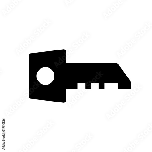Flat key icon for web design isolated on white background. Protection symbol for logotype. 10 eps Vector