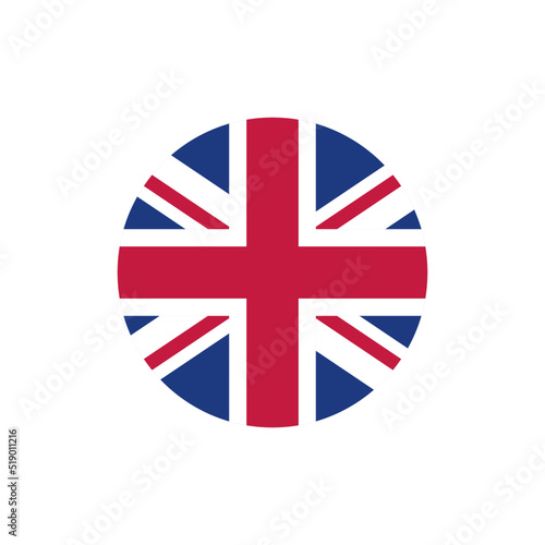 Union Jack flag. British flag round icon. United Kingdom, Great Britain national symbols. Vector icon isolated on white background photo