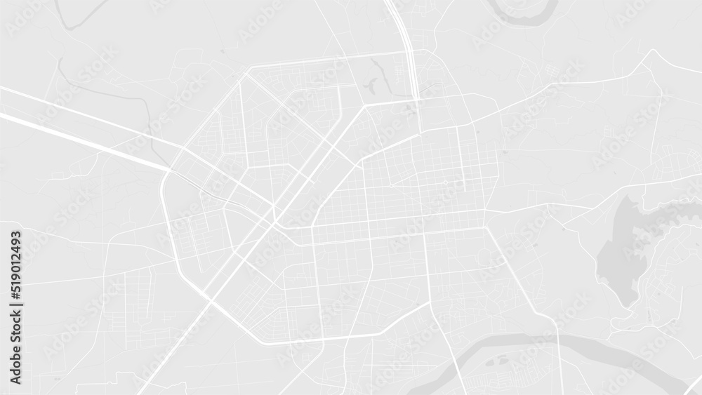 White and light grey Chiayi city area vector background map, roads and water illustration. Widescreen proportion, digital flat design.