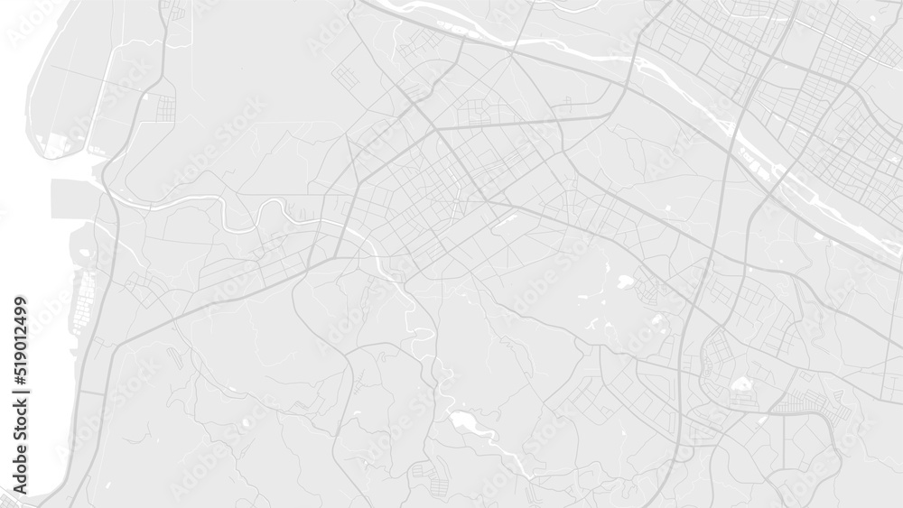 White and light grey Hsinchu city area vector background map, roads and water illustration. Widescreen proportion, digital flat design.