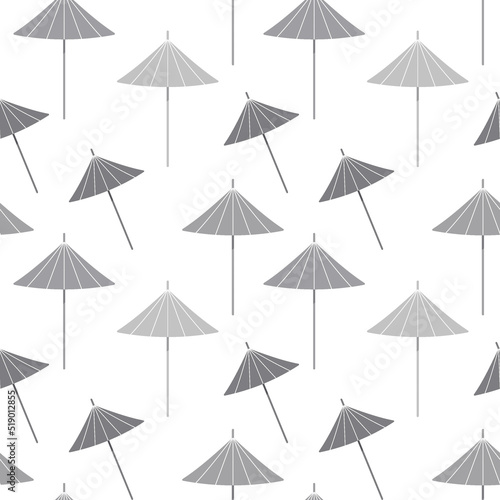 Summer pattern with an abstract image of cocktail umbrellas in monochrome gray shades.