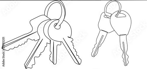 keys drawing one continuous line vector