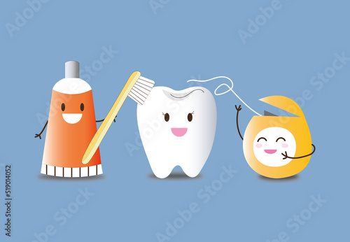 Toothpaste ,tooth and dental floss