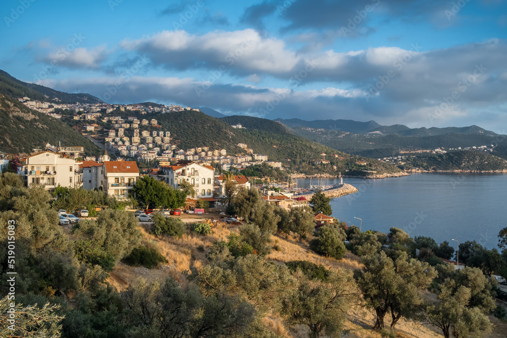 Landscape of the beautiful Mediterranean town Kas in Turkey.