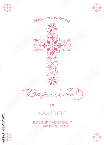 Baptism Celebration Invitation - Girl's Pink Invite