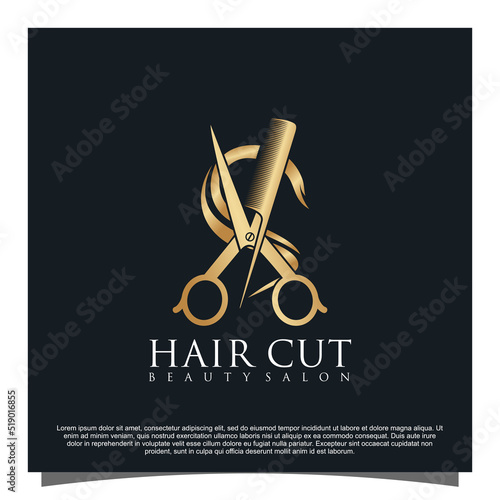Hair cut logo design Premium Vector