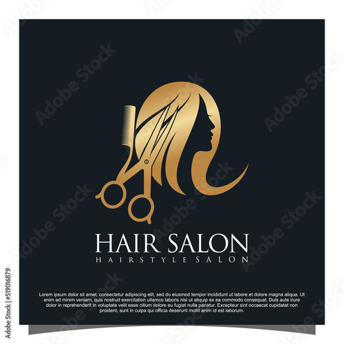 Hair salon logo design Premium Vector