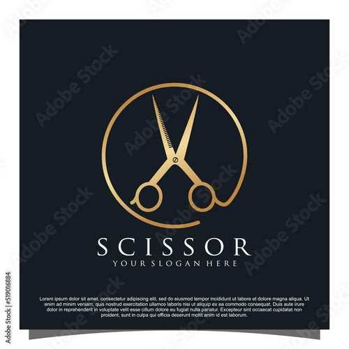 Scissor logo design Premium Vector