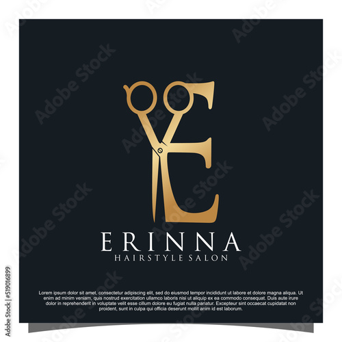 Errina hair salon logo design Premium Vector