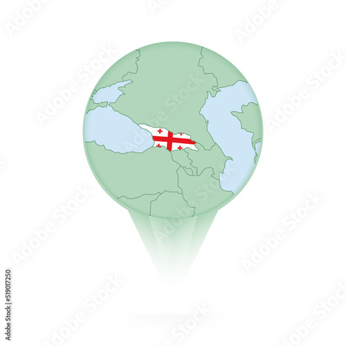 Georgia map, stylish location icon with Georgia map and flag.