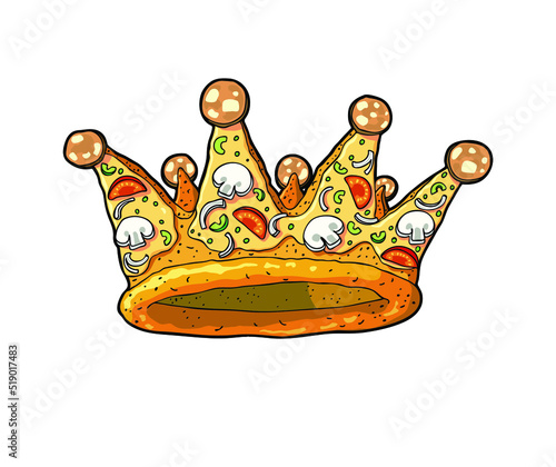 royal crown made of pepperoni pizza 