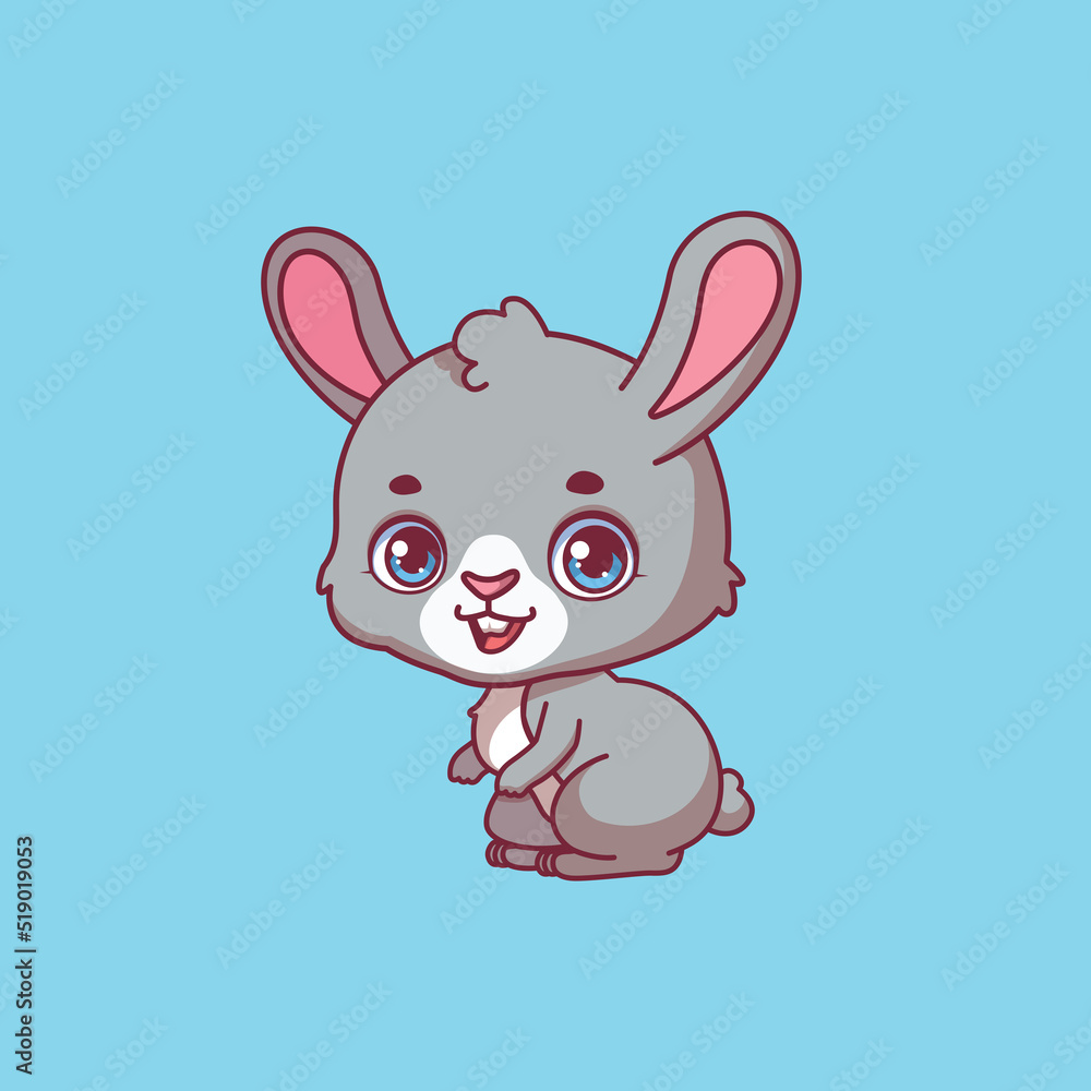 Fototapeta premium Illustration of a cartoon rabbit on colorful background