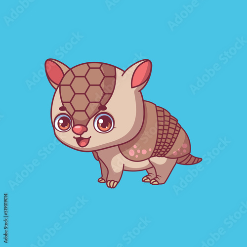 Illustration of a cartoon armadillo on colorful background