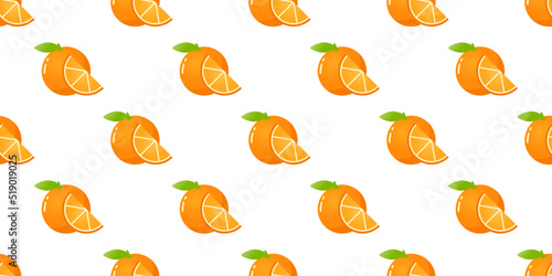 Seamless pattern with tropical orange fruit and slices vector illustration