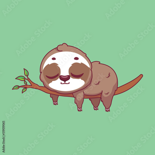 Illustration of a cartoon sloth on colorful background
