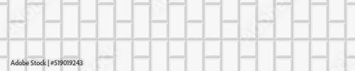 White vertical rectangle and square tile texture. Ceramic or brick wall seamless pattern. Kitchen backsplash, bathroom or toilet floor horizontal background. Vector flat illustration