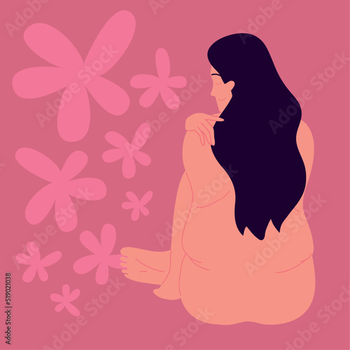 back view overweight woman