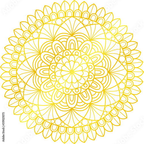  Golden gradient outline Aztec mandala