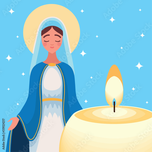 cute virgin Mary and candle