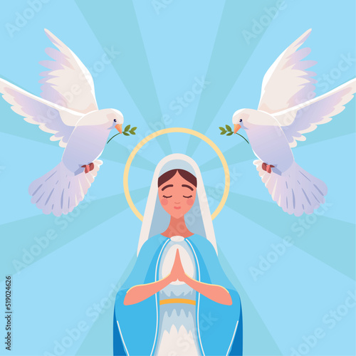 Assumption virgin mary and doves
