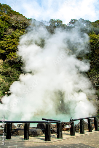 geyser in park national park © worm_ flag