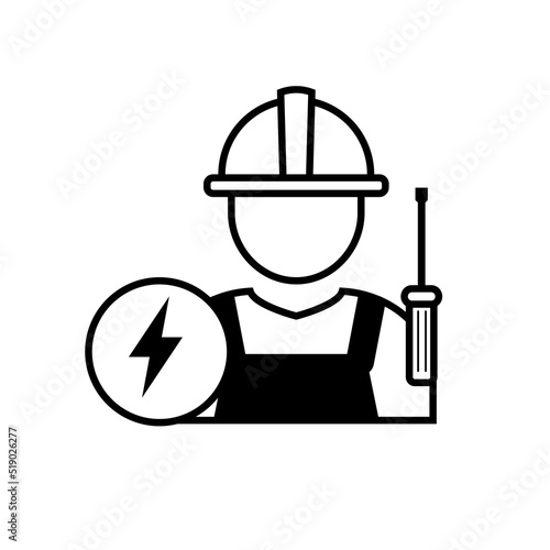 Electrician icon with black color isolated on white background