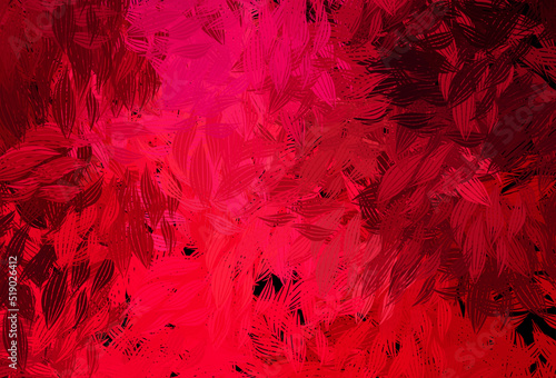 Dark Pink vector doodle texture with leaves.