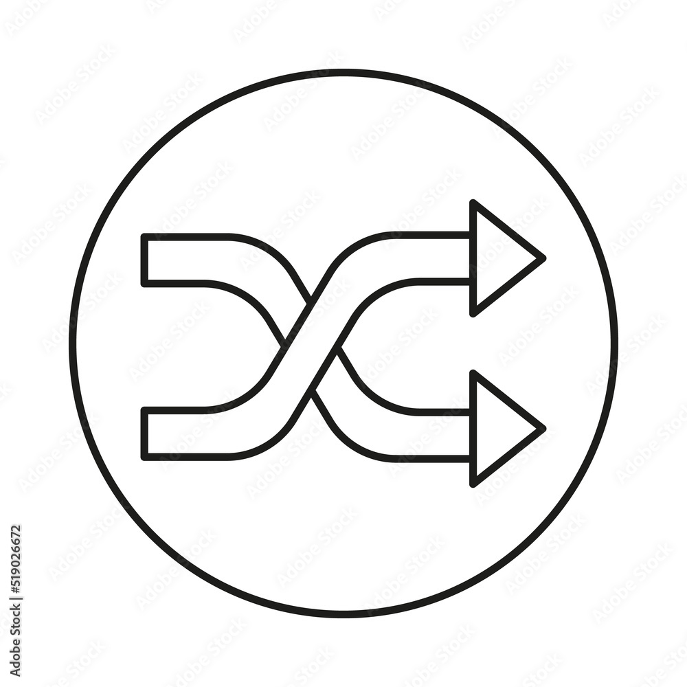Shuffle, playback button concept line icon. Simple element illustration. Shuffle, playback button concept outline symbol design from music set. Can be used for web and mobile on white background Shuffle, playback button concept line icon. Simple element illustration. Shuffle, playback button concept outline symbol design from music set. Can be used for web and mobile on white background