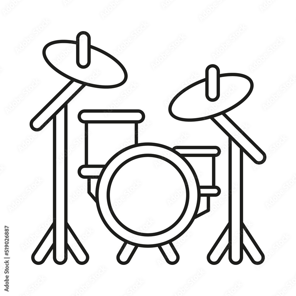 Drum Set concept line icon. Simple element illustration. Drum Set concept outline symbol design from music set. Can be used for web and mobile on white background Drum Set concept line icon. Simple element illustration. Drum Set concept outline symbol design from music set. Can be used for web and mobile on white background