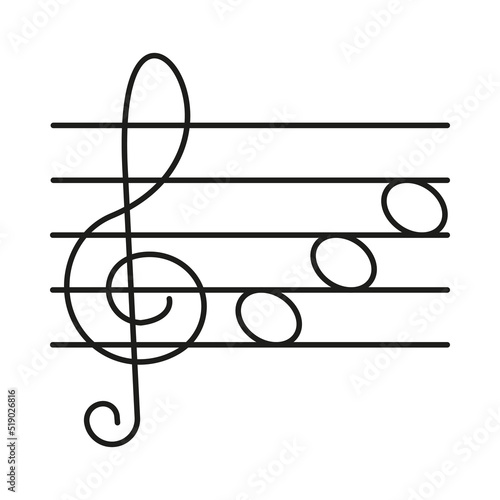 Key, notes concept line icon. Simple element illustration. Key, notes concept outline symbol design from music set. Can be used for web and mobile on white background