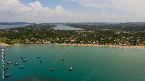 Foto Aerial panorama of the city of Trincomalee with hotels and houses
