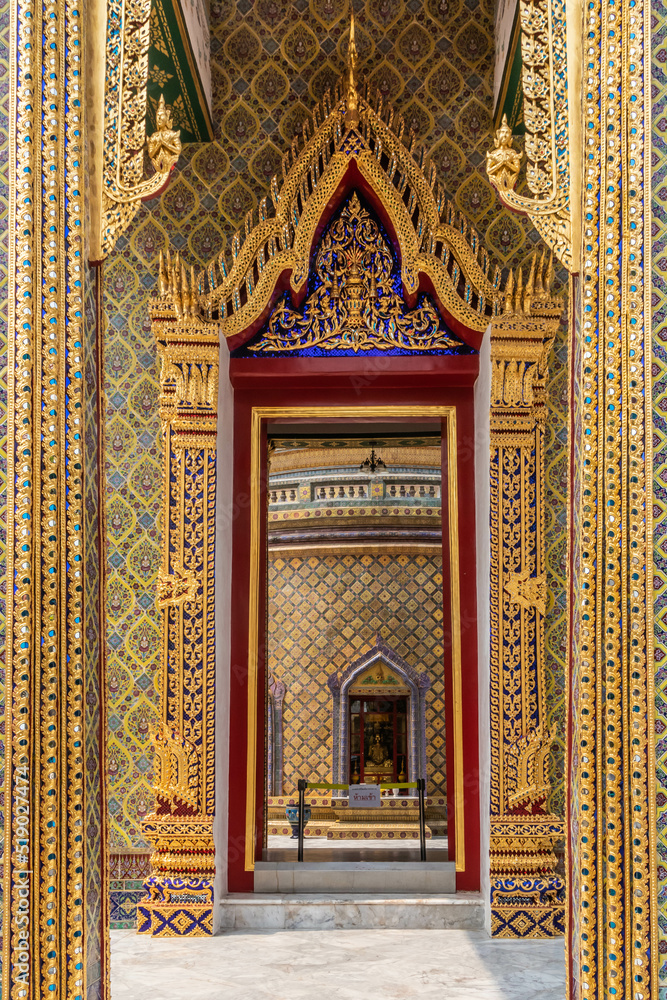 Detail of doorways in Wat Ratchabophit Sathitmahasimaram Ratchaworawihan,